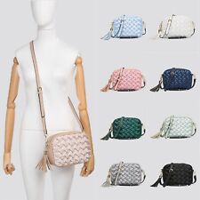 Boutique Silk Ribbon Woven Woman Faux Leather Small Cross Body Shoulder tassels