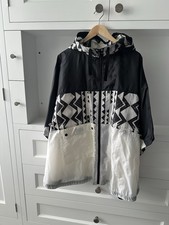 Topshop Black And White hooded Poncho Raincoat Size Uk8