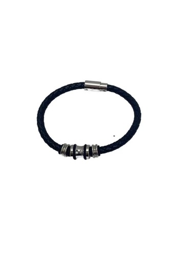 Police bracelet leather - leather, blk