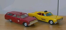 Vintage Cragstan Chevelle Fire Chief & Gamda Koor Sabra Taxi.Israel diecast toy