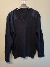 Navy Army Commando Wool Blend Jumper V Neck XL Surplus Pullover Extra Large 