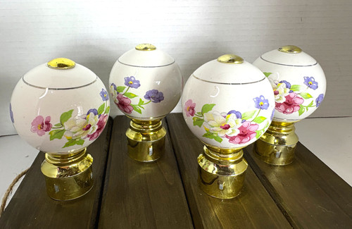 Vintage four brass porcelain - four,