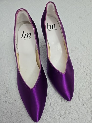 Purple satin kitten heels - satin,