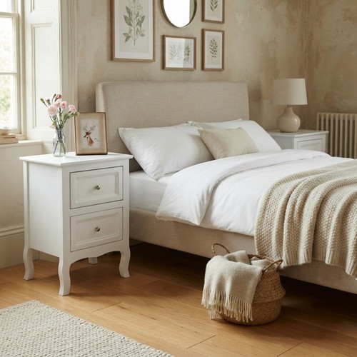 Country rustic white bedside - rustic,