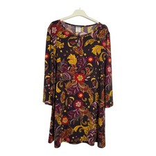 QVC Kim & Co Aubergine Print 3/4 Sleeve Top Size S Small 10-12 New Without Tags