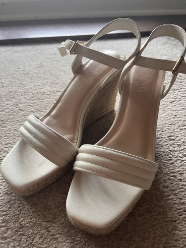 Ladies cream wedge espadrille - ladies,
