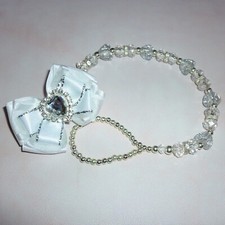 Silver White Diamante Heart