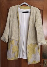 Zara Yellow Mix Linen Blend Jacket - Medium