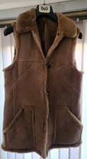 Real Sheepskin Made In England true vintage Long Waistcoat Gilet Possibly 80s ?