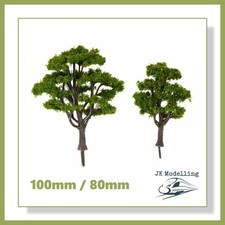 Large Trees - 2x 80mm & 2x 100mm in Dark Green (4pcs) - Suitable for OO Gauge 