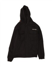 HURLEY Mens Hooded Utility Jacket UK 36 Small Black Cotton AV14