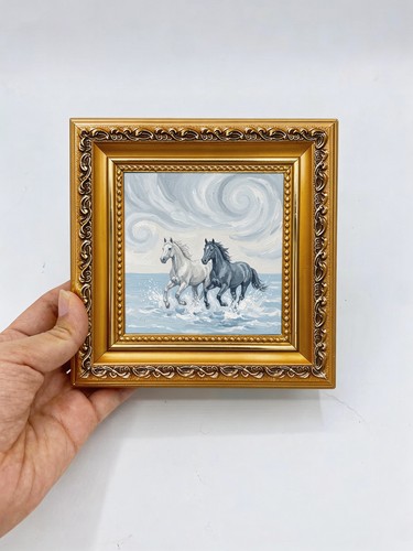 Two running horses water - two,