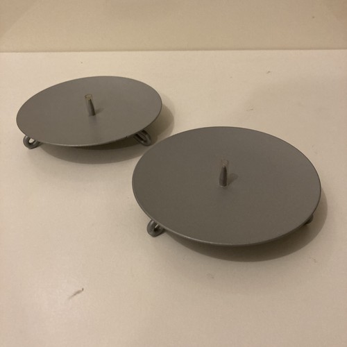 Pair metal pillar candle - pair, of