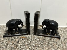 Carved Pair Elephant Bookends