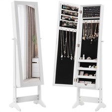 Mirrored Jewelry Armoire Bedroom Standing Jewelry Cabinet Storage Organizer
