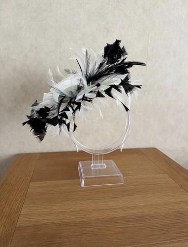 Cream fascinator with black - cream,