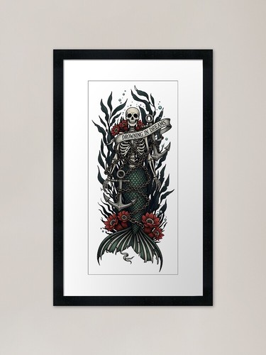 Skeleton mermaid art - skeleton, �