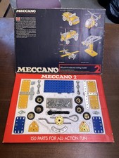 Vintage Meccano Set 2 from 1976, 100% Complete in Original Box with Manual (F)