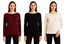 Ladies Ex K Millen Fine Knit Boat Neck Jumper – Soft Lightweight Knitwear