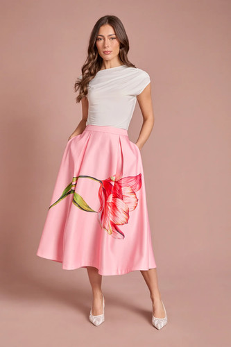 Coast pink midi skirt womens - skirt,