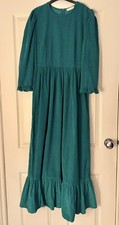 By Iris Shae Turquoise Teal Baby Corduroy Maxi Prairie Style Dress Size S VGC