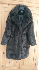 CHOCOLATE BROWN FAUX FUR COAT BY VERY - SIZE 12