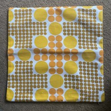 Handmade Vintage 1960s  1970s Yellow Graphic  Fabric Cushion Cover / Unused 