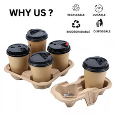 Cup Carrier Tray Biodegradable Disposable Cup Holders 2 Cup Or 4 Cup Holders