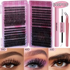 640 Individual Eyelash Extension Cluster Lash Kit Bond & Seal Glue D Curl Lashes