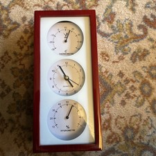 Thermometer, Barometer And Clock Combination Wall Mount