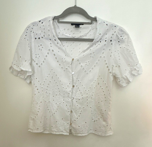 Primark white eyelet cotton - white,