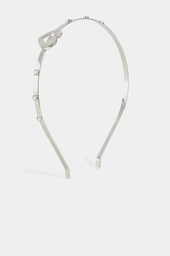 Silver diamante heart - heart, headband