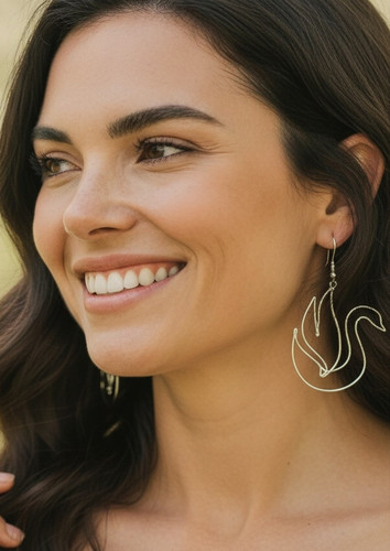 Handmade swan earrings german - earrings,