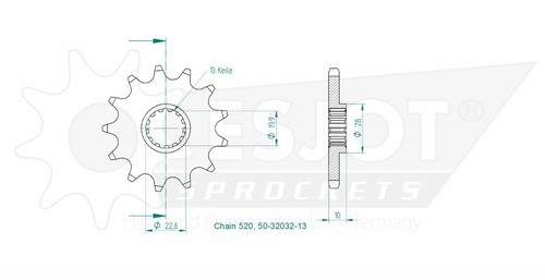Front sprockets esjot - front, 32032