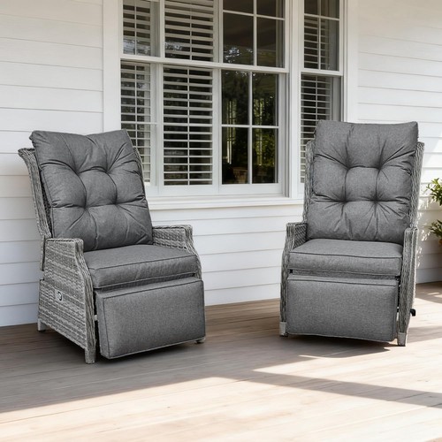 Pair rattan reclining - of,