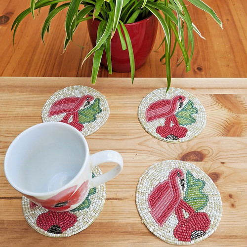 Handmade beaded coasters - handmade,
