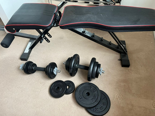 Dumbbell weights and bench - , set