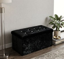 Black crushed velvet - crushed, ottoman
