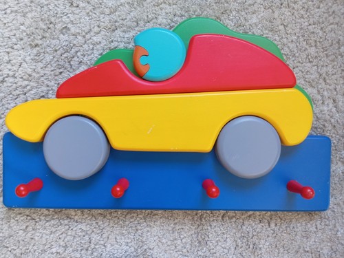 Childrens wooden car coat pegs - childrens,