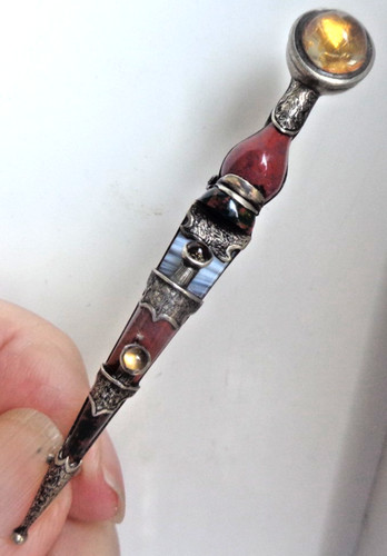 Scottish silver agate brooch - scottish,