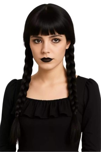 Ladies black plait wig with - ladies,