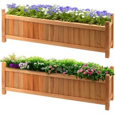 Rectangular wooden planter set - wooden,