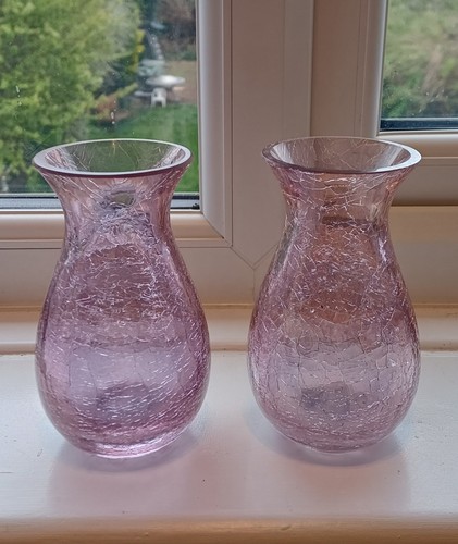 Pair small glass vases - glass,
