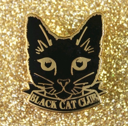Black cat club enamel - cat,