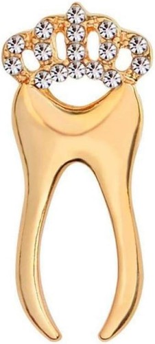 Gold tooth brooch - tooth, pin