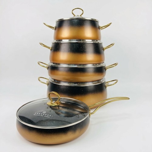 9pc black gold nonstick - black,