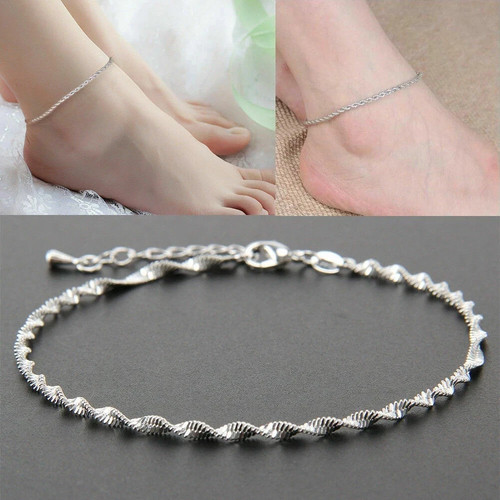 Silver ankle bracelet women - silver,