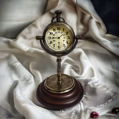 Antique brass analogue clock - brass,