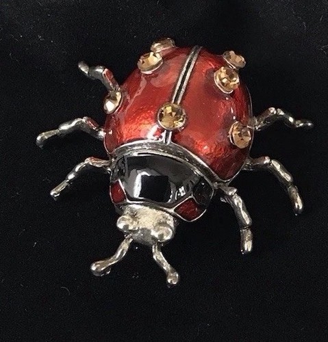 Vintage red beetle - red, jewelled