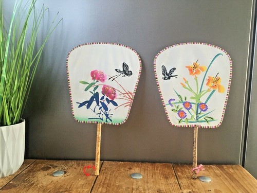 Pair vintage oriental silk - vintage,